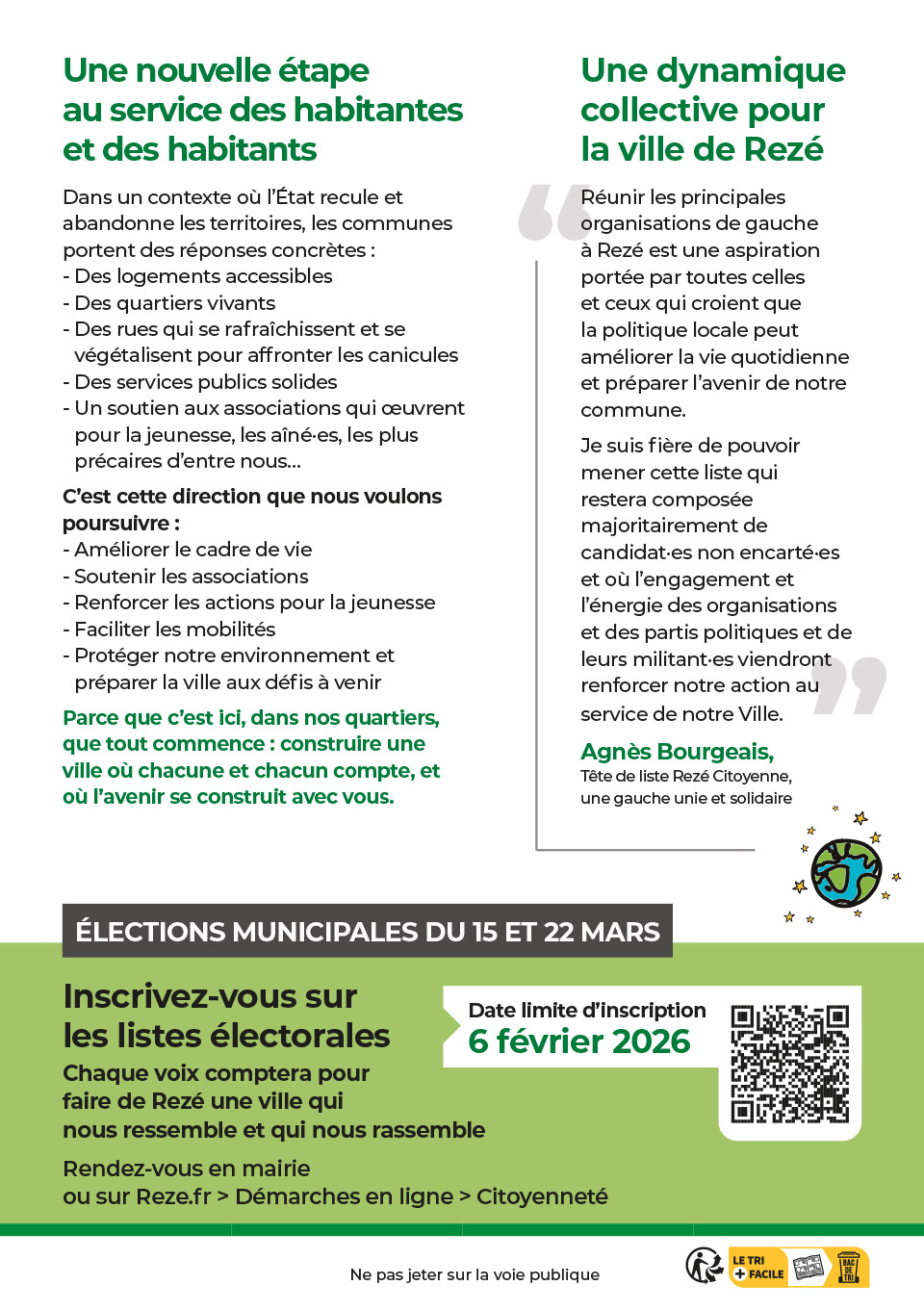 Flyer union de la gauche et des écologistes à Rezé - verso