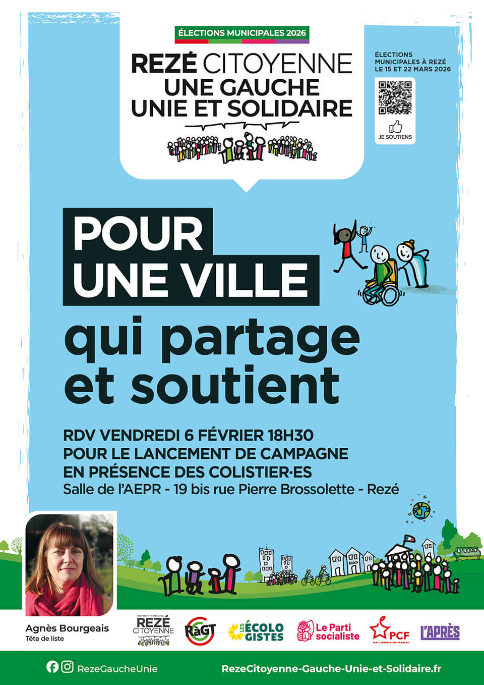 Affiche "Pour une ville qui partage et soutient"