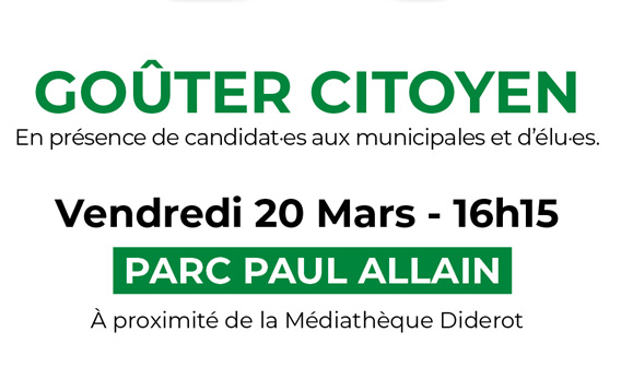 Goûter citoyen parc Paul Allain - 20 mars à 16h15