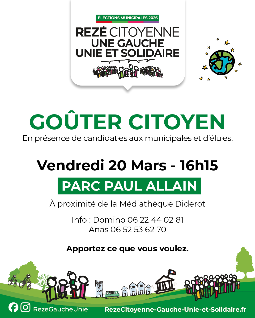 Goûter citoyen parc Paul Allain - 20 mars à 16h15